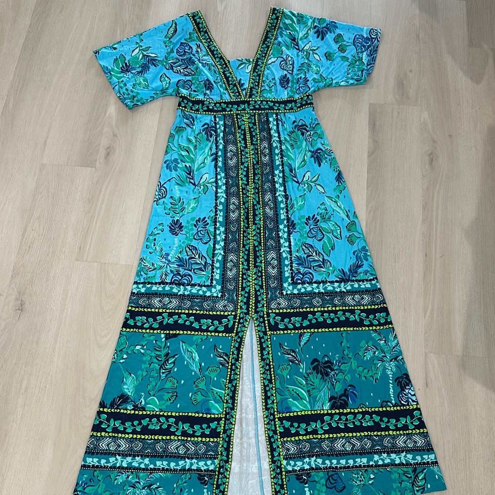 Lilly Pulitzer Sample Blue and Green Floral Maxi Dress